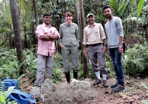 Fieldwork pilot - researchers about to test the rodent traps