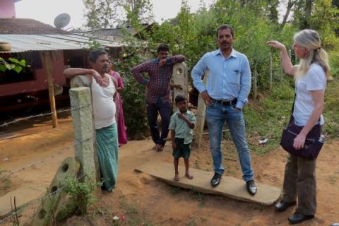 Taluk Health Officer Dr Kiran and social scientist Dr Gill Ainsworth talk to villagers about how the risk of KFD affects the way they use the forest - photo by Sarah Burthe Taluk Health Officer Dr Kiran and social scientist Dr Gill Ainsworth talk to villagers about how the risk of KFD affects the way they use the forest - photo by Sarah Burthe